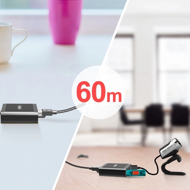 USB 2.0 hosszabbító IP-n keresztül 4x USB 60m