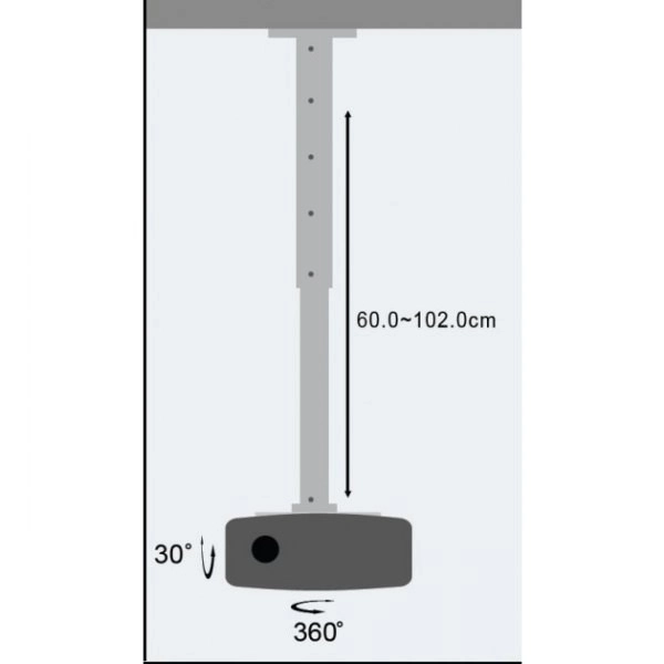 Ceiling Mount for Projector Adjustable Length 60-102 cm Silver