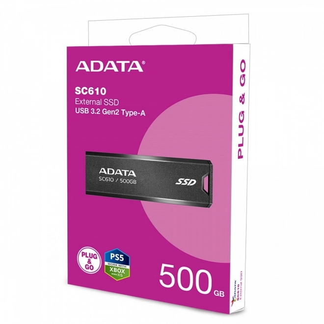 External SSD SC610 500G USB 3.2 Gen2 Black