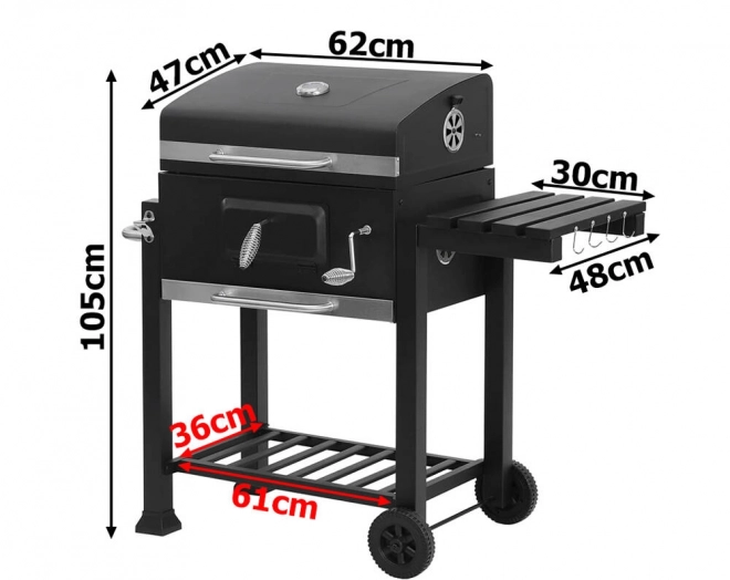 Garden Charcoal Grill with Two Grates and Thermometer