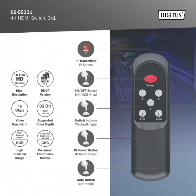 4k hdmi switch with remote control