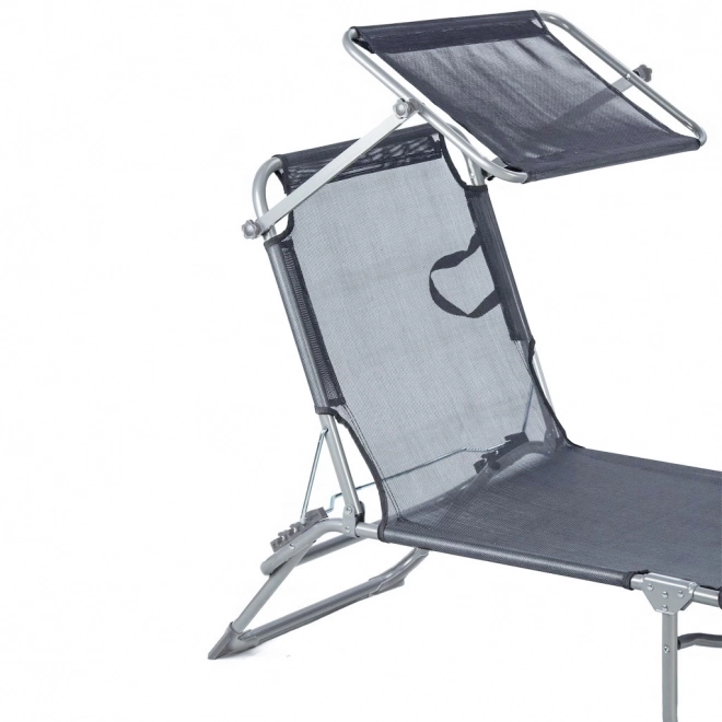 Lounger, Adjustable Garden Chair with Canopy, Gray
