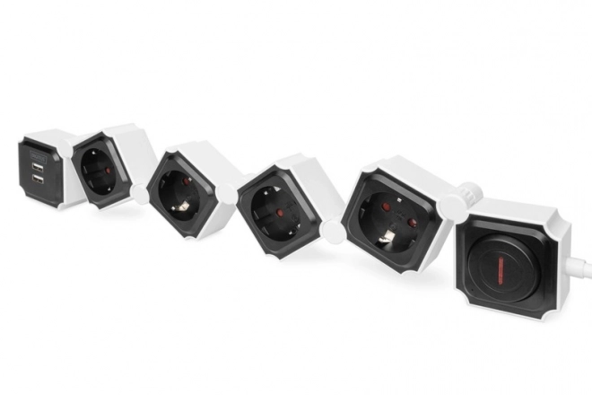 Flexibilní kancelářská napájecí lišta s 4 zásuvkami a 2 USB porty