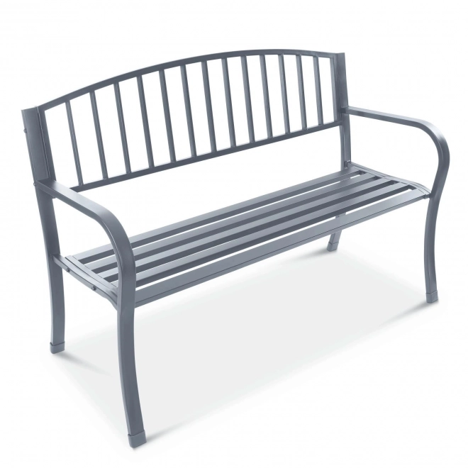 Garden bench with metal backrest in graphite color