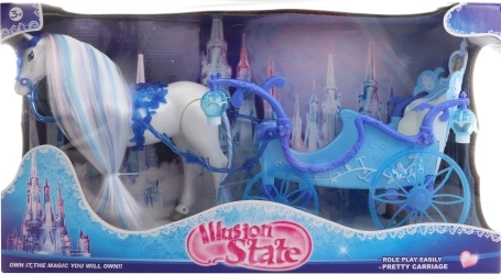 Cheval avec carrosse bleu