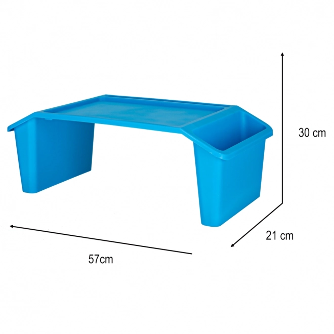 Tavolino per laptop con organizer blu
