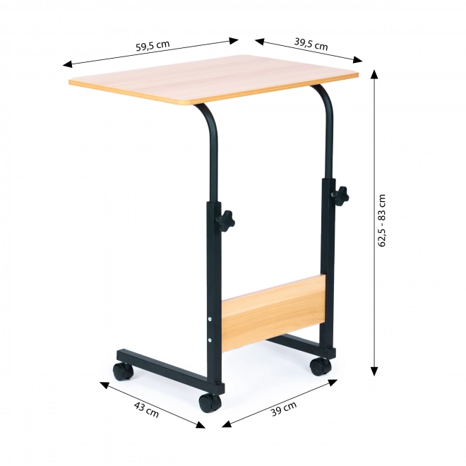 Mobile Laptop Table with Wheels - Brown