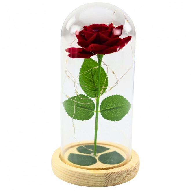 Rosa Rossa Eterna in Cupola di Vetro con Luce LED