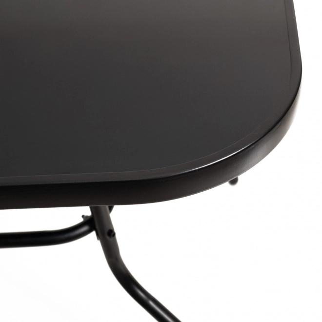 Glass Patio Table Black 120x70 cm