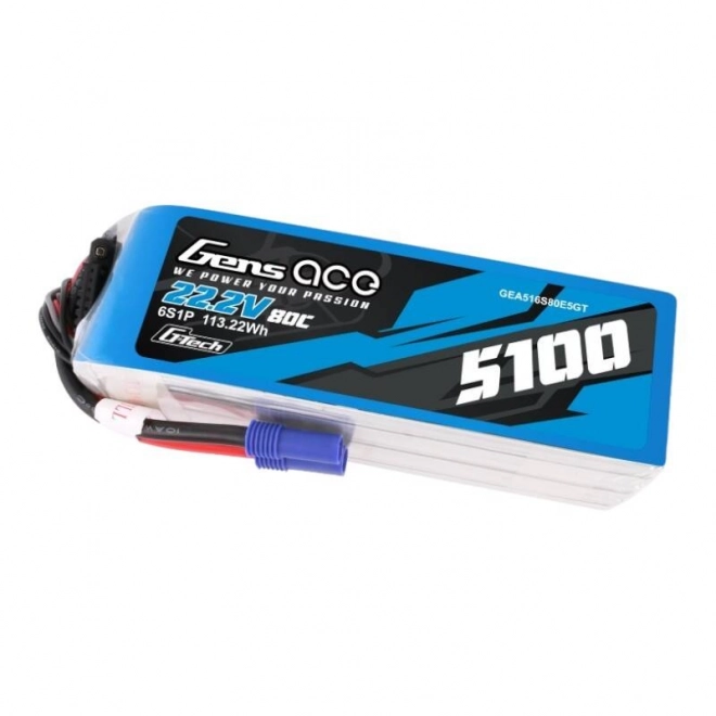 Batteria Lipo 5100mAh 80C 22,2V 6S1P con Connettore EC5