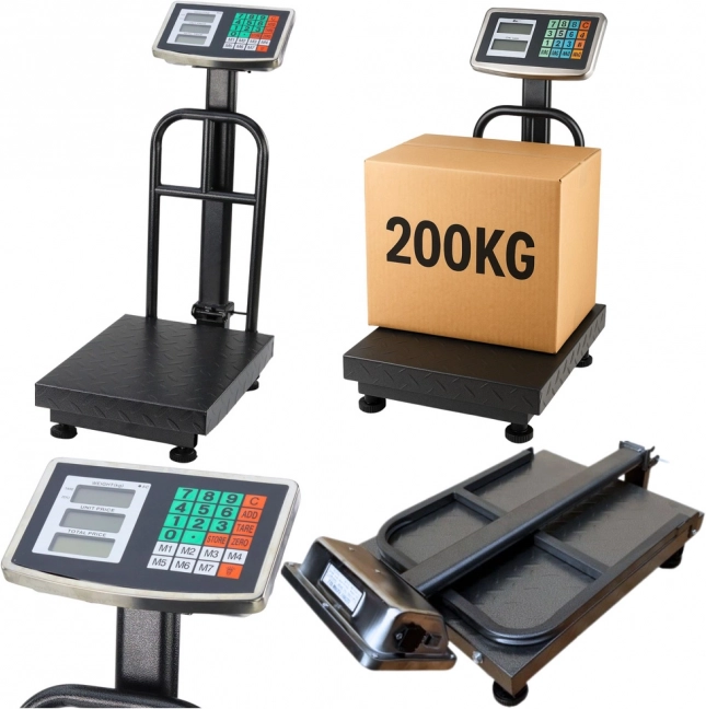Elektronisk platformvægte 200 kg med LCD-display