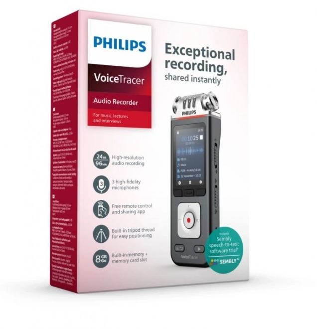 Voice Recorder with Hi-Fi Microphones and Remote App