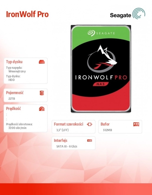IronWolf Pro 22TB SATA Drive