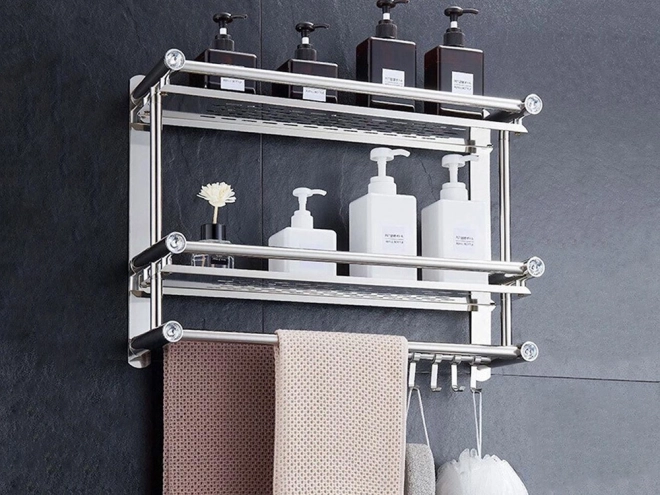 Organizer bagno sospeso con 2 ripiani