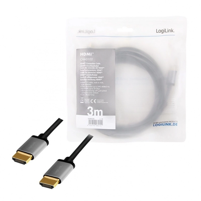 HDMI 4K/60Hz Cable with Aluminum 3m Black