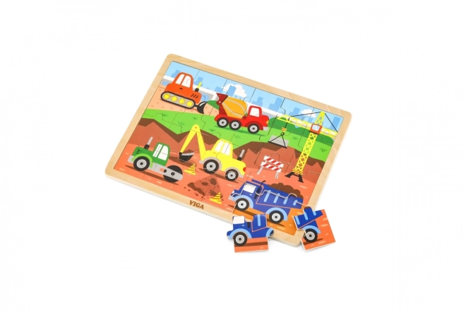Fa puzzle Építőipari gépek 24 darabos
