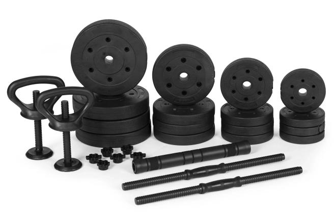 Adjustable Dumbbell 2x20 kg with Bar and Kettlebell