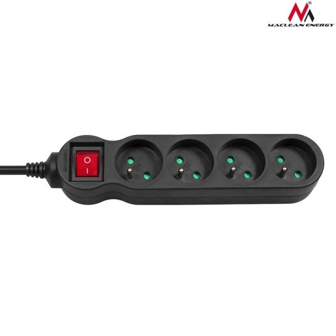 Black Power Strip 4 Sockets with Switch 1.4 m