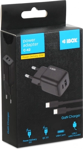 Kompaktní GaN konstrukce a kabel v balení