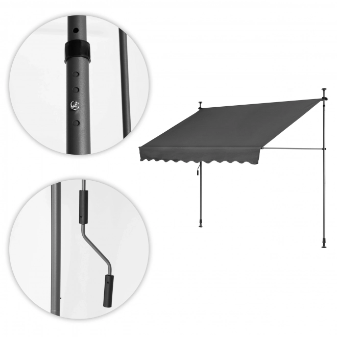 Adjustable Balcony Sunshade with Hand Crank Grey
