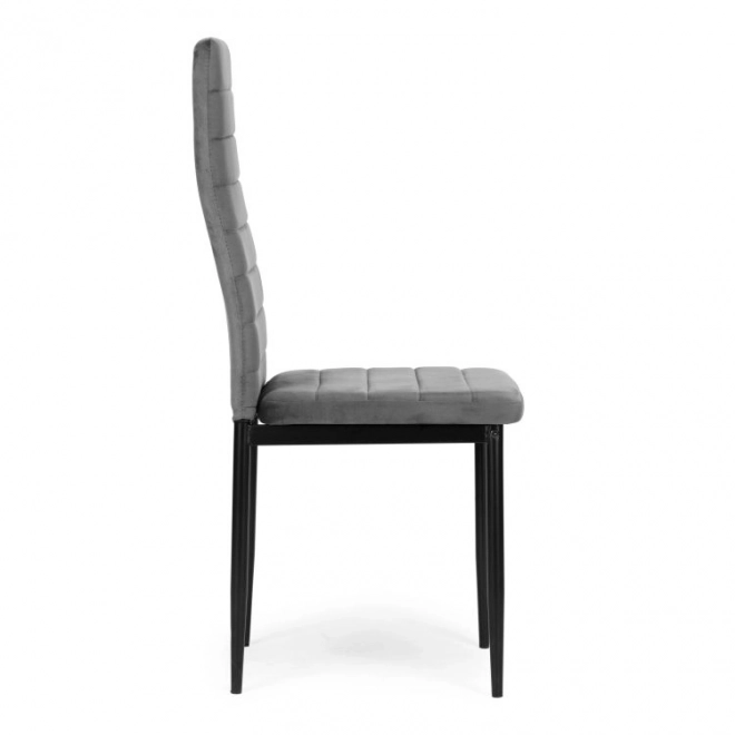 Dining Chair with Contoured Backrest - Gray Velvet - Set of 4