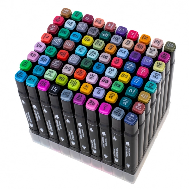 Marker alcolico doppia punta con custodia e supporto – 80 pezzi