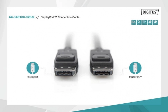 DisplayPort Verbindungskabel 8K UHD Schwarz 2m