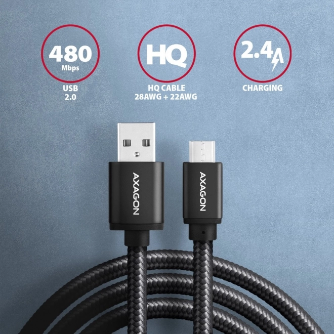 Premium Black Micro USB to USB-A Data & Charging Cable