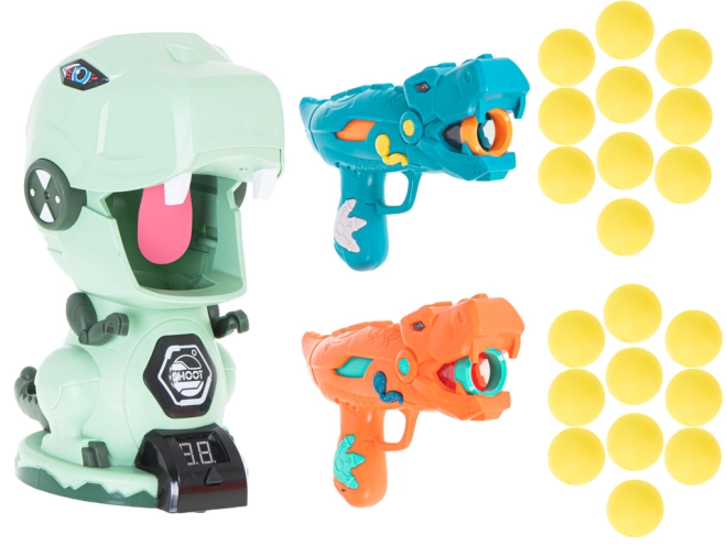 Dinosaur-shaped target with digital score