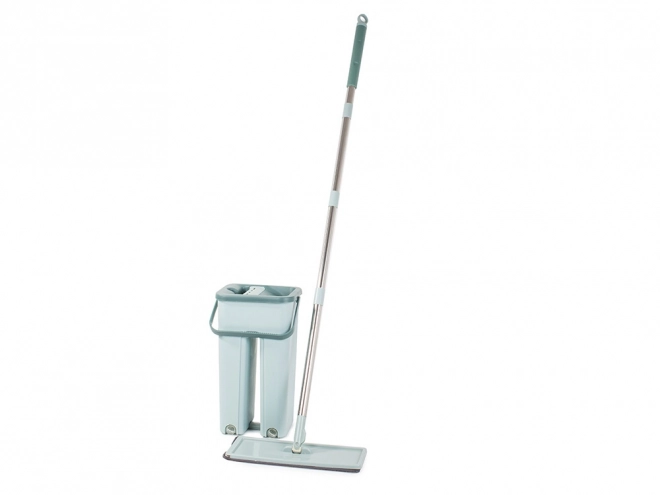 Rotating Flat Mop with Dual-Chamber Bucket