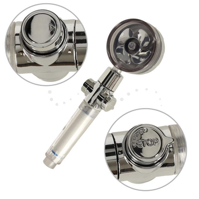Silver Turbo Shower Head Set with Hose