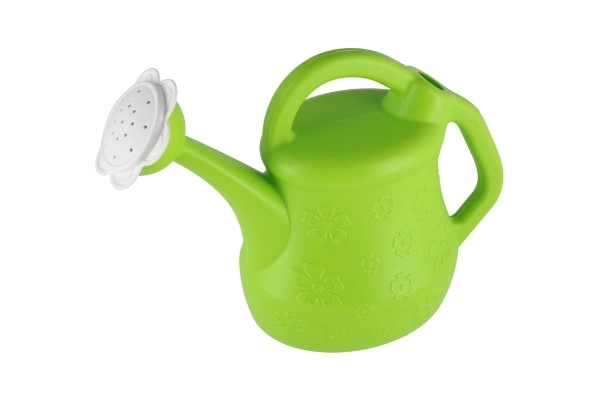 Plastic watering can with floral pattern