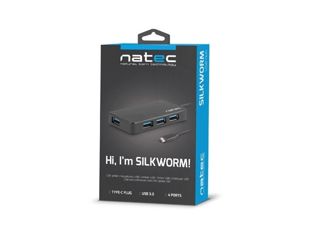 Hub USB Silkworm a 4 porte Nero USB-C