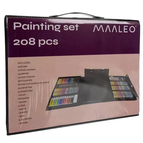 Set artistico da pittura con valigetta 208 pezzi Maaleo