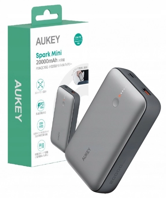 Mini power bank Aukey with 20000mAh capacity and fast charging QC 3.0