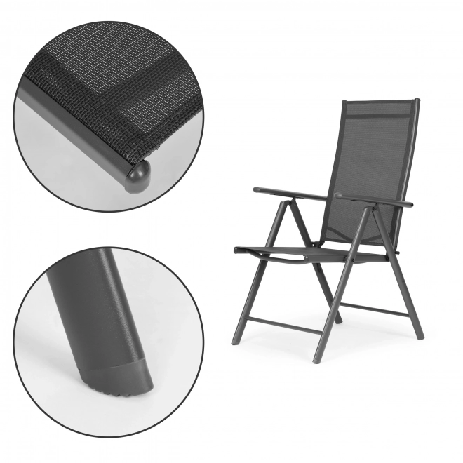 Set di 4 sedie da giardino pieghevoli con schienale regolabile