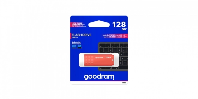 Orange 128GB USB 3.0 Flash Drive