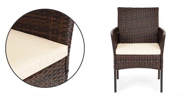 Garden Rattan Furniture PREGASIO with 4 Chairs and Table with Glass Top