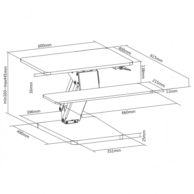 Desk Stand for Keyboard and Monitor or Laptop