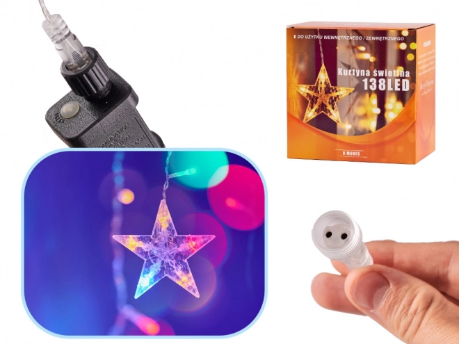 Lampada a tenda LED con stelle 2,5m 138LED bianco freddo 8 modalità di illuminazione – Colorato