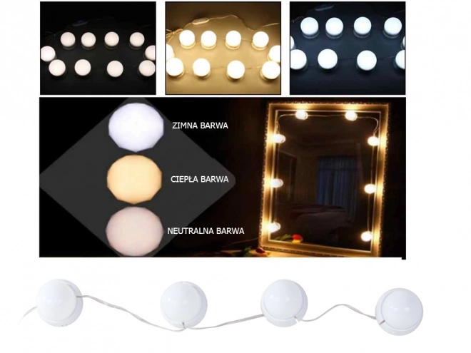 Led lámpák tükörhöz vagy sminkasztalhoz - 10 darabos készlet