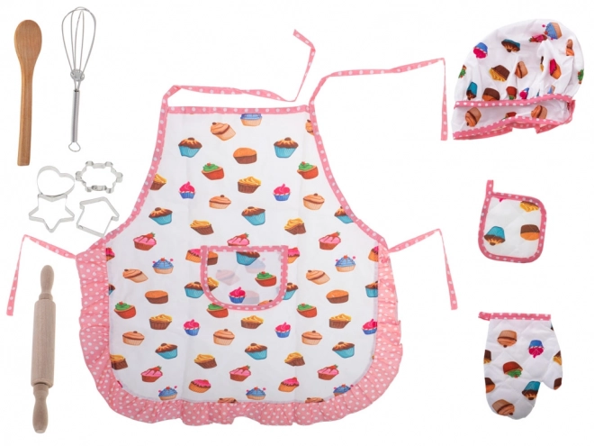 Children's Kitchen Set with Hat, Apron, and Utensils