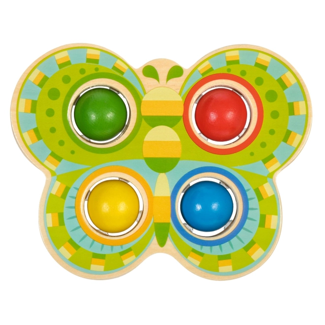 Cheerful butterfly and four colors