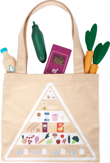 Borsa della spesa in cotone con piramide alimentare