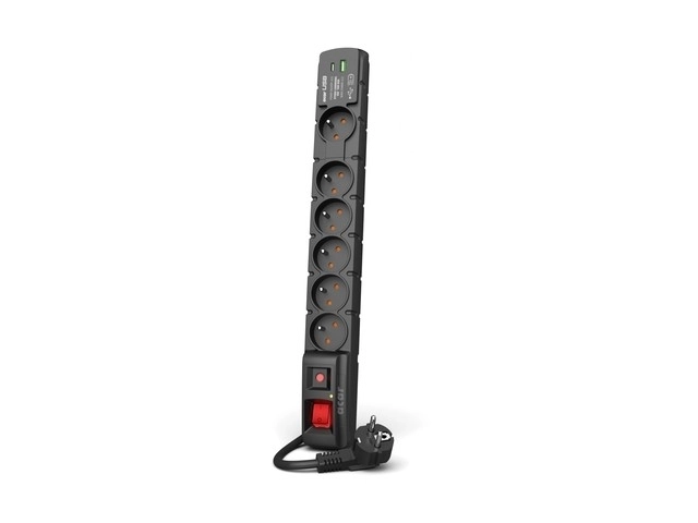 Power Strip with USB A+C - Black