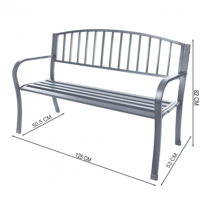 Garden bench with metal backrest in graphite color