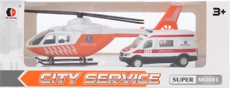 Metal ambulance and helicopter for children