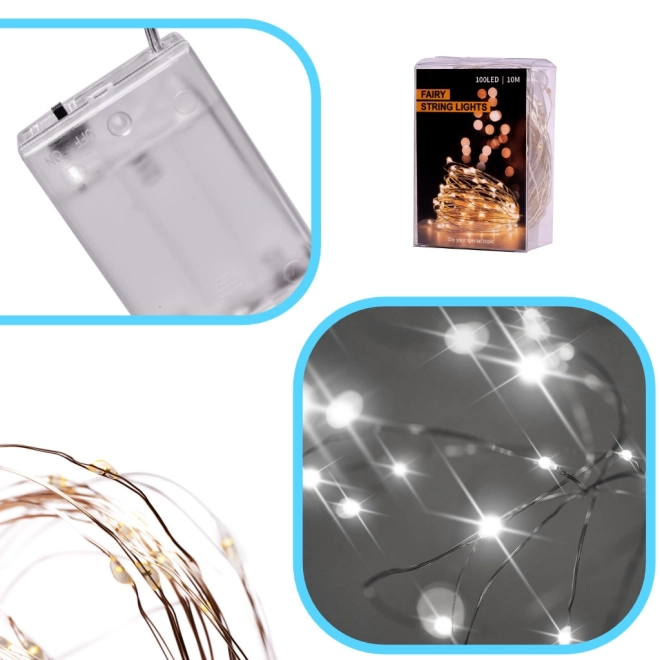 Dekoratívne LED drôtiky 10 m 100 LED studená biela – 10 m, 100 LED