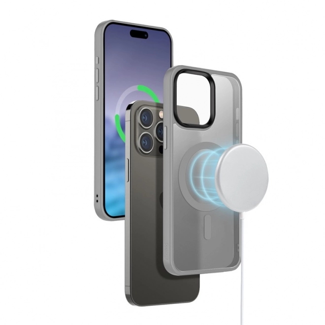 Hybrid Frost MAG Cover for iPhone 15 Pro with MagSafe Grey