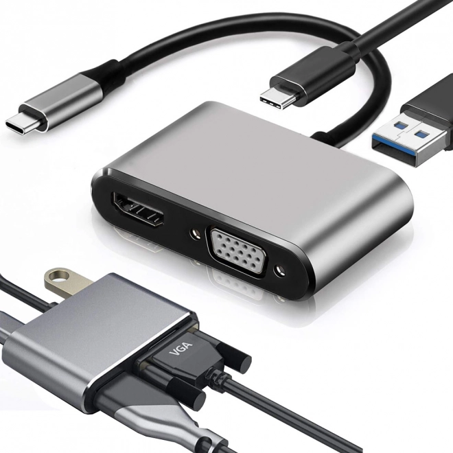 Usb-c multifunction adapter with 4k hdmi vga and usb ports